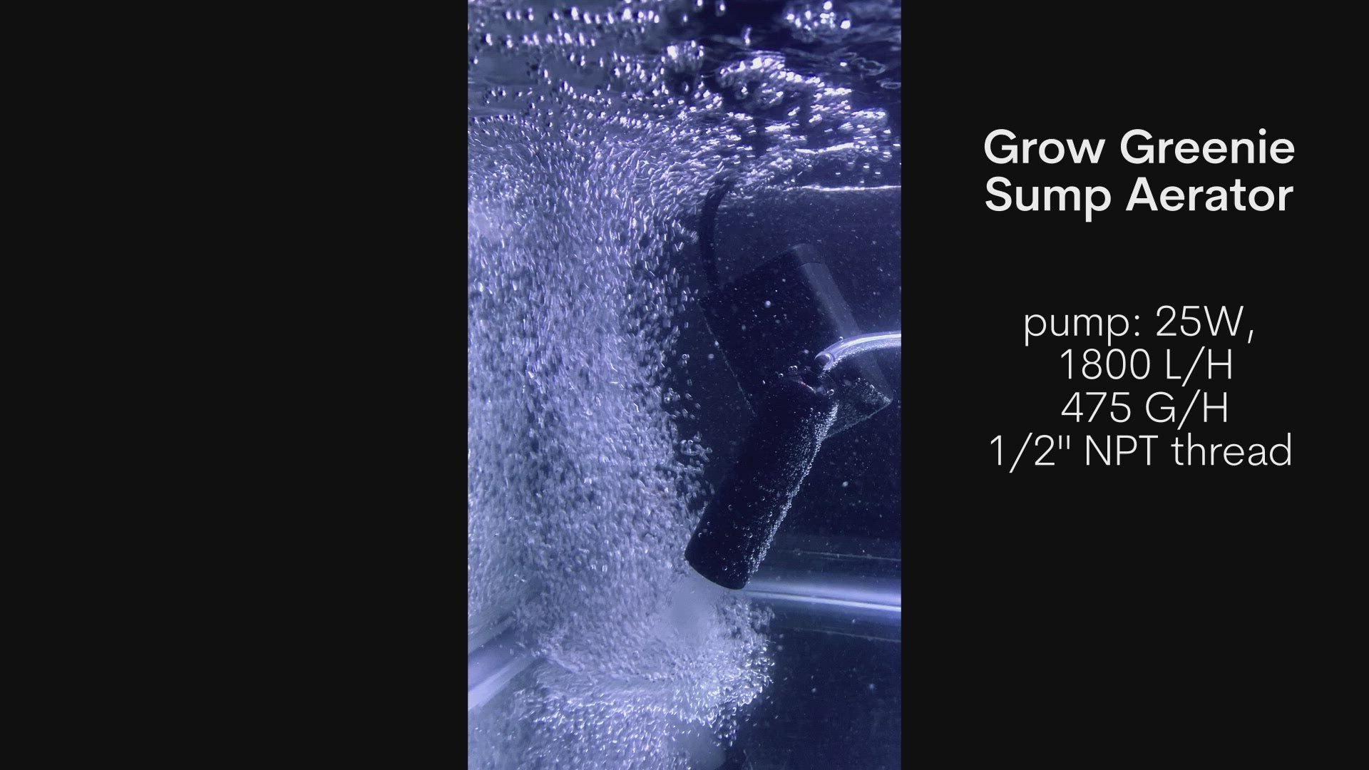 The Grow Greenie Aerator is a multi venturi injector nozzle to oxygenate aquariums and fish tanks without the use of air stones or air pumps, or air lines. This sump aerator utilizes low pressure so it is gentle on aquatic life.